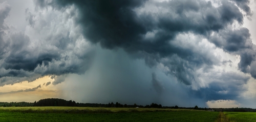 A Downburst of Rain is Emitting From Thunderstorm